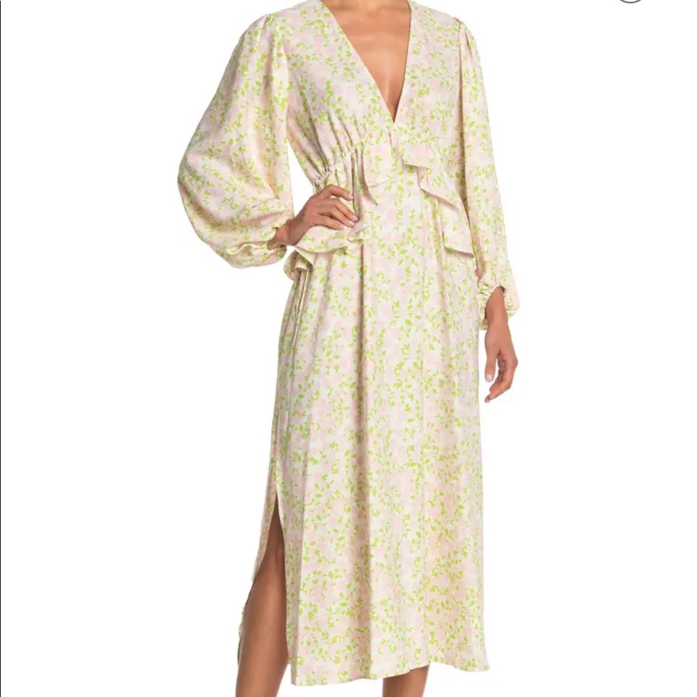 Topshop Ruffle Floral Print Maxi Dress